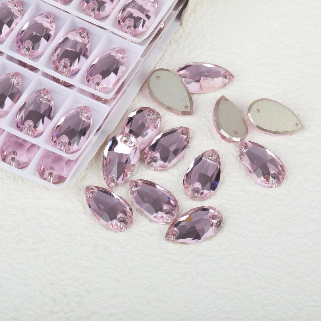 K9 Weichen Glass Boutique Hand-Sewn Drill Flat Bottom Double Hole Water Drop Flat Buckle Ab Special-Shaped Colored Diamond Diy/Double Hole Gem Drill