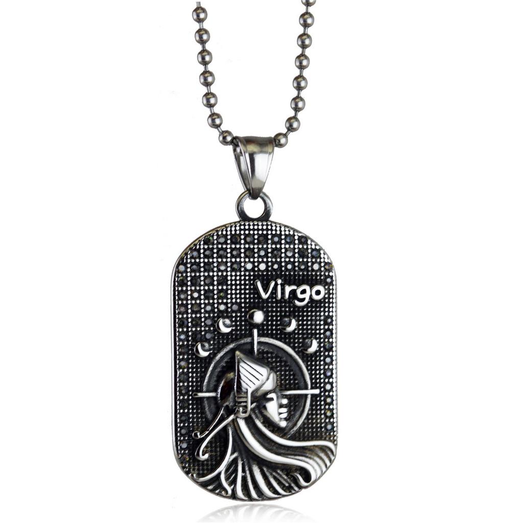 Hip Hop Mode Anhänger Punk Zwölf Sternzeichen Titanstahl Anhänger Halskette Trendy Retro Persönlichkeit Anhänger