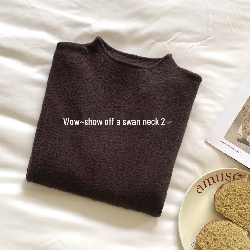 Women's Dopamine High Neck Fleece Sweater - 2025 Spring Collection, Warm & Thick Knitted Base Layer Top