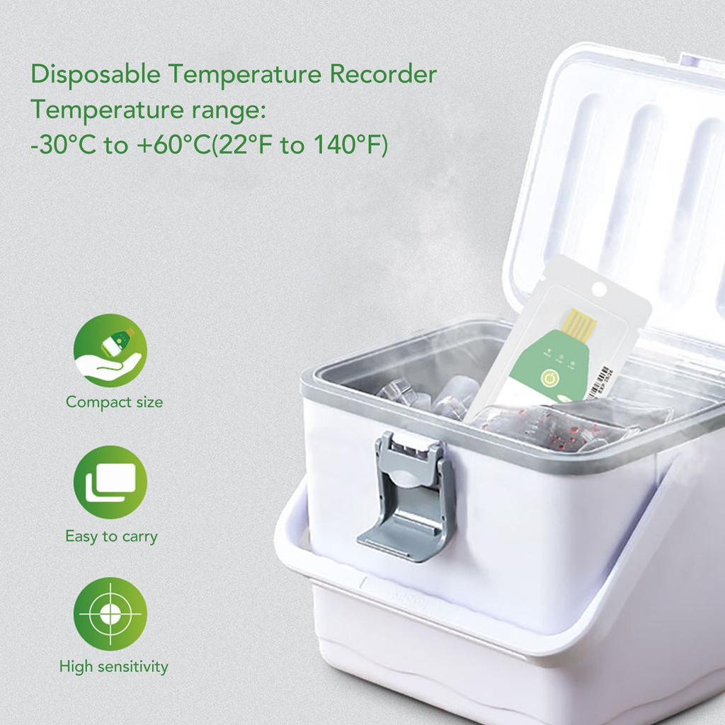 USB Temperature Data Logger Recorder IP67 Water Resistant Disposable PDF Temperature Data Logger for Cold Chain Transportation 90 Days