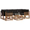 Outdoor Sofa Set with Cushions 7 pcs Natural and Black