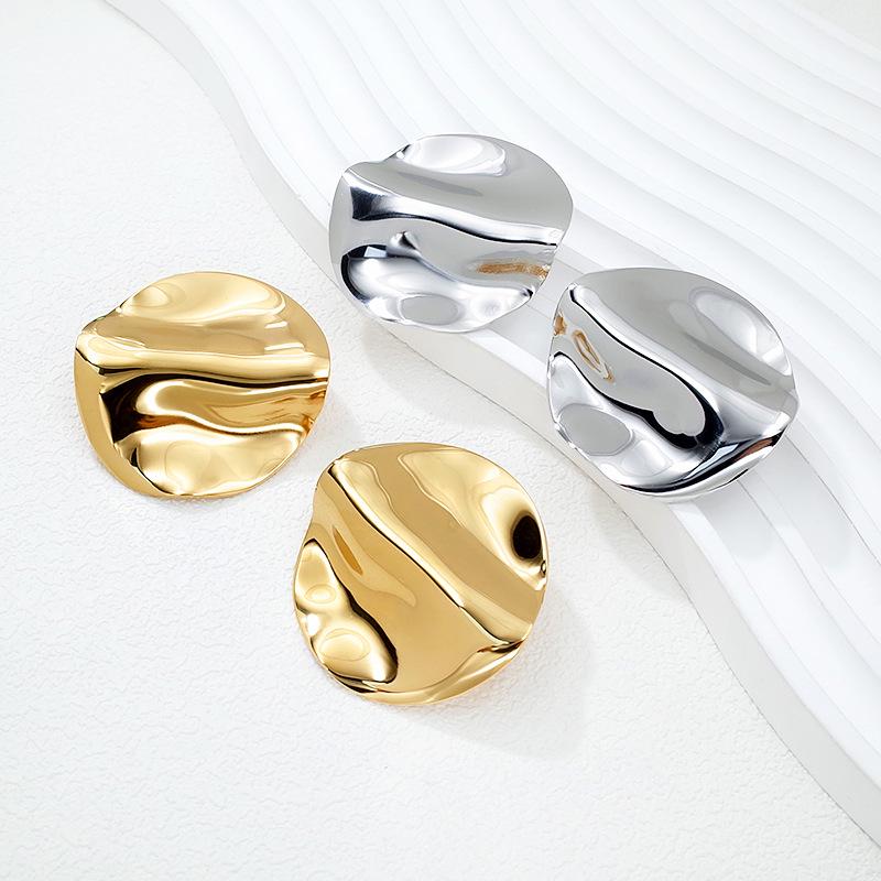18K Gold Stainless Steel Geometric Earrings: Fashionable, Versatile, Luxury Studs for Women