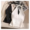 Stunning Slim-Fit French Beadwork Halter Tank Top with Beautiful Off-Shoulder Back Design for Women