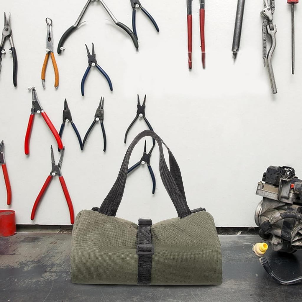 1pc Multi-Purpose Canvas Roll Tool Bag Car Tool Organizer First Aid Kit Storage Wrap Heavy Duty Portable Multiple Zipper Pockets