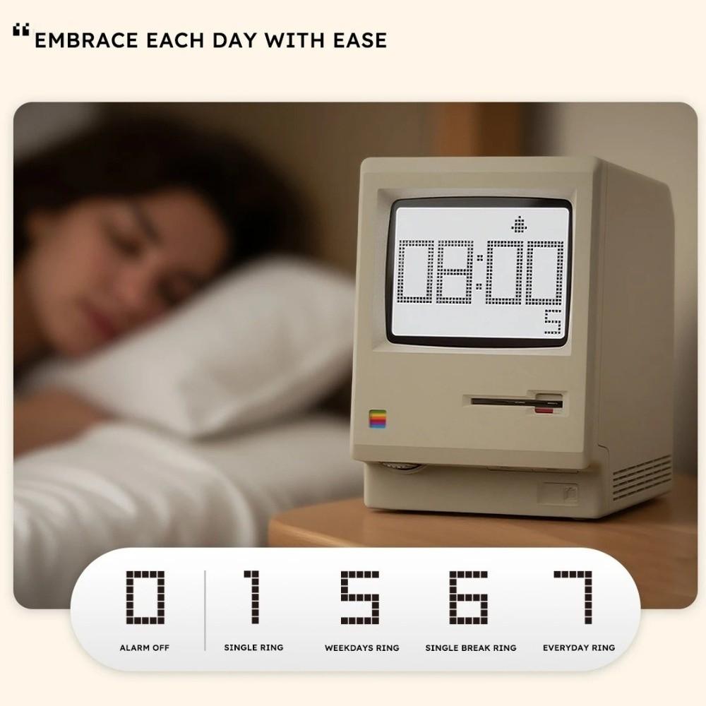 Computer-Inspired Retro MacLock Clock Adjustable Brightness Temperature Pixel Alarm Clocks Wake-Up Tool Calendar Desk Clocks