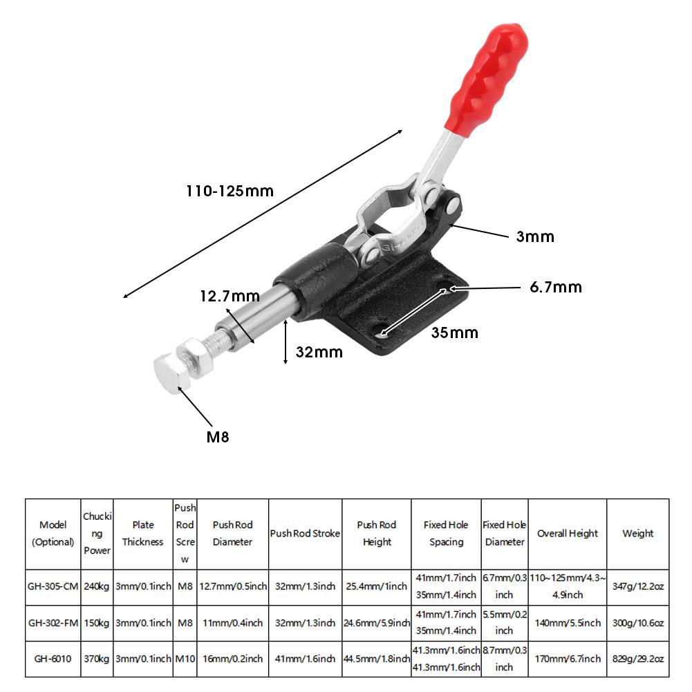 Iron Galvanized Quick Fixed Toggle Clamp Holding   Push Pull Action Hand Tool (GH-305-CM)