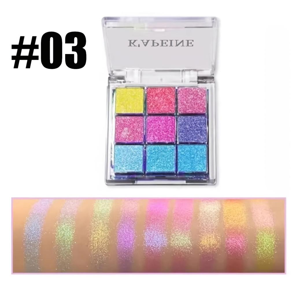 9-Color Chameleon Glitter Eyeshadow Palette Highly Pigmented, Chameleon Eyeshadow, Gradient Color, Waterproof Long-Lasting Shimmer Eyeshadow