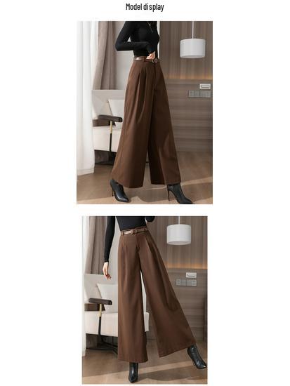 2025 Autumn/Winter High-Waisted Wide-Leg Swing Skirt Pants - Professional Floor-Length Trousers