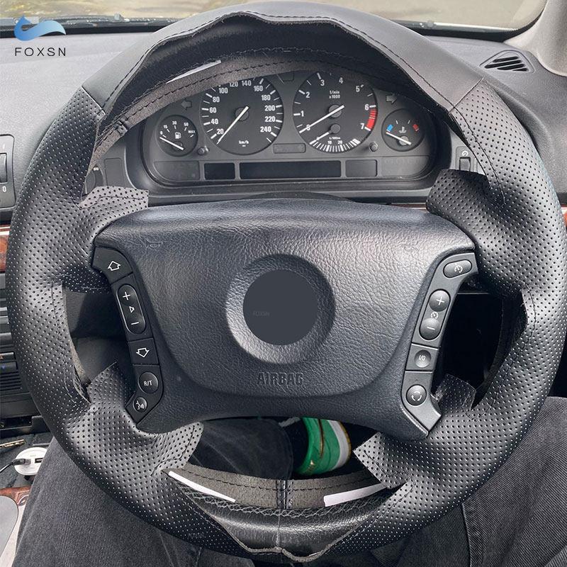 Car Steering Wheel Cover For BMW 3 5 Series E36 E46 E39 X3 E83 X5 E53 Perforated Microfiber Leather Braid W/ Needles & Threads