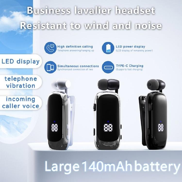 Lavalier Business Headphone Bluetooth-compatible Earphone Call Vibrating Reminder Voice Number Reporting Wireless