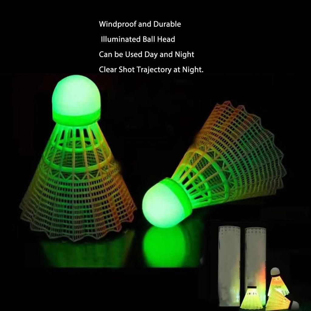 5pcs LED Badminton Shuttlecocks Dark Night Glow Birdies Lighting Switch Control Elastic Goose Feather Lighting Shuttlecocks