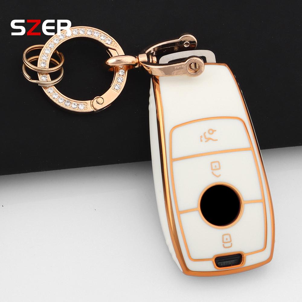 For Mercedes Benz E S G Class Glc Cle Cla Glb Gls W177 W205 W213 W222 X167 Amg E200 E260 Golden Tpu Car Key Case Cover Shell Fob