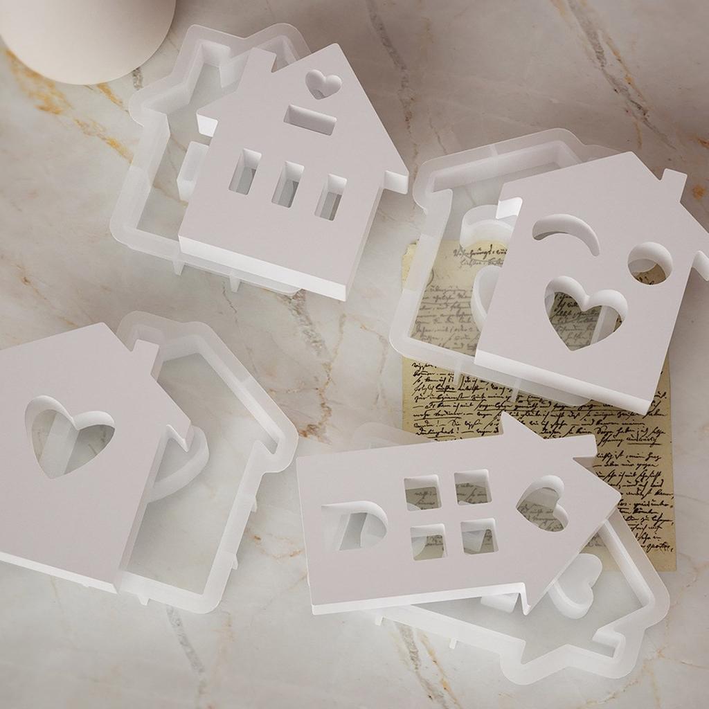 3D House Silicone Molds for Resin Heart House Shaped Candle Mold Scented Candle Making Cake Decorations Baking Tools