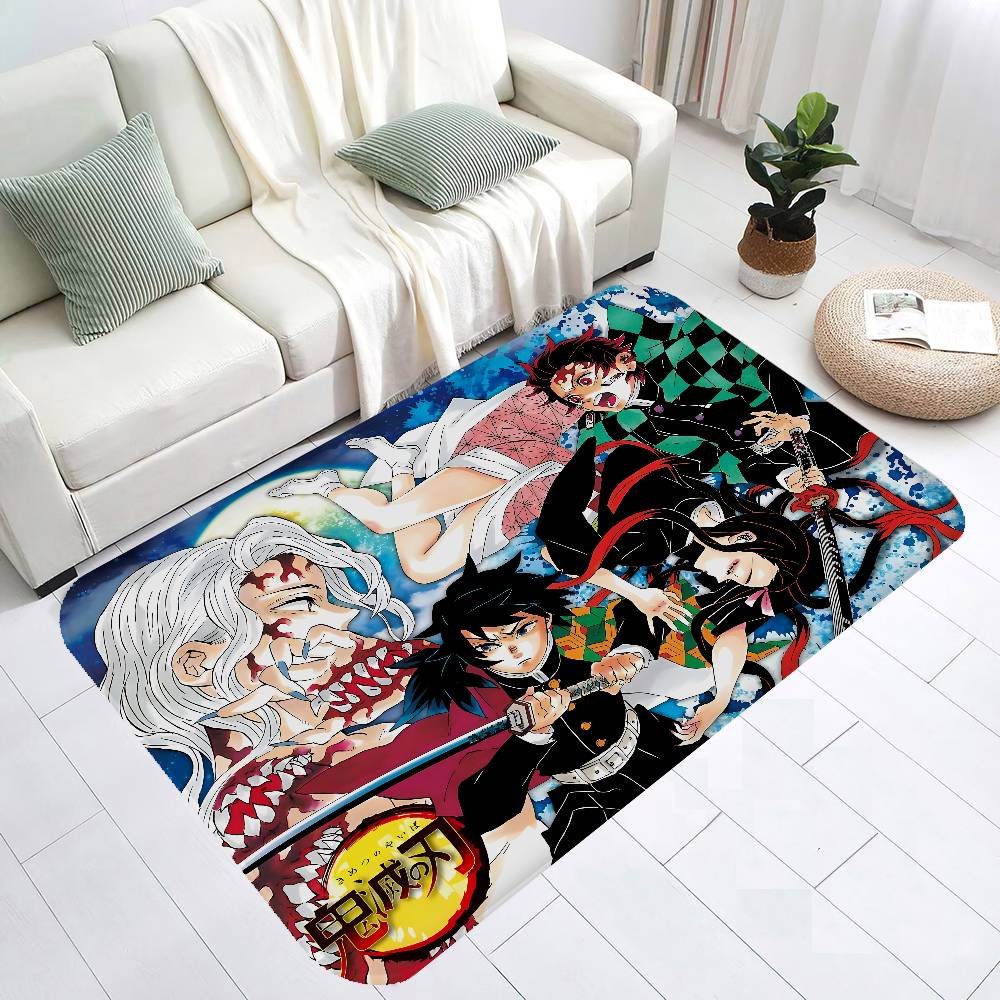 Demon Slayer Entrance Door Mat Rectangle Anti-slip Home Soft Badmat Front Door Indoor Outdoor Mat Toilet Rug