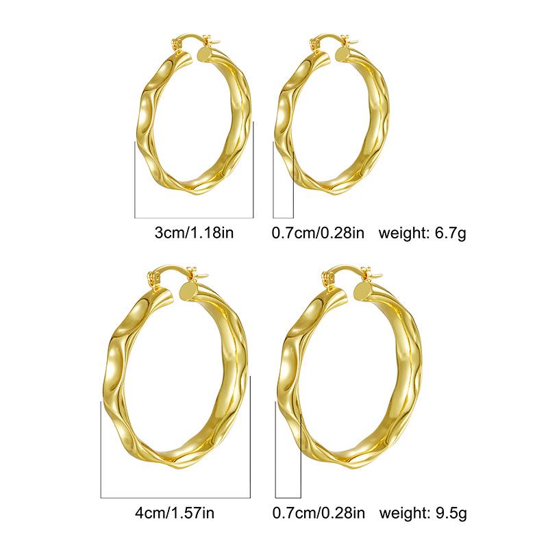 14K Gold-Plated Brass Gradient Hoop Earrings - Simple Luxury Fashion Design