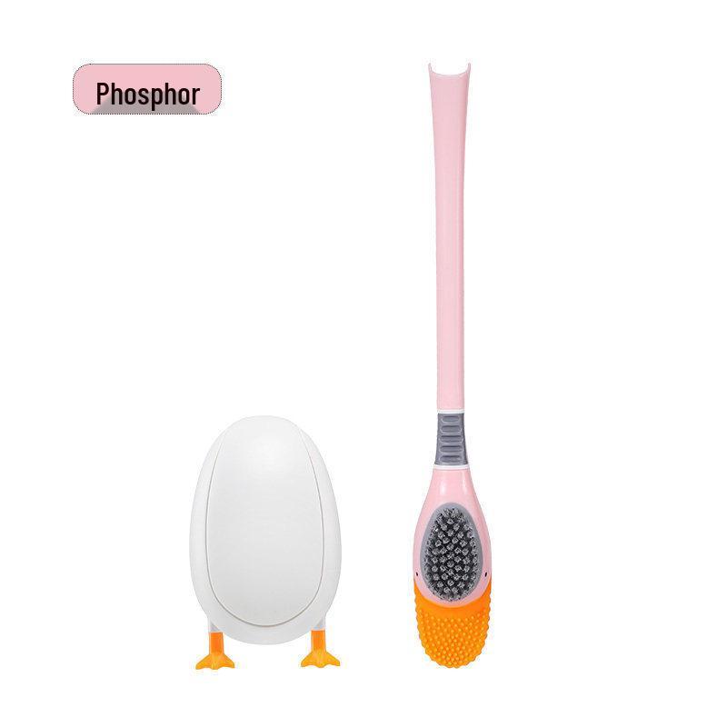 

478 Little Duck Wall-Mounted Silicone Toilet Brush - Multifunctional, Punch-Free Cleaning Tool. розовый
