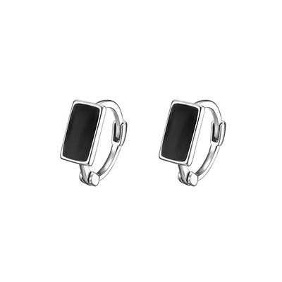 Boucles d'oreilles carrées à clip en argent sterling S925 pour femmes, boucles d'oreilles d'été, boucles d'oreilles de style givré