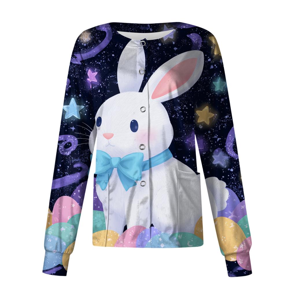 Women's Casual Long-sleeved Single-breasted Printed Protective Clothing Cardigan Top