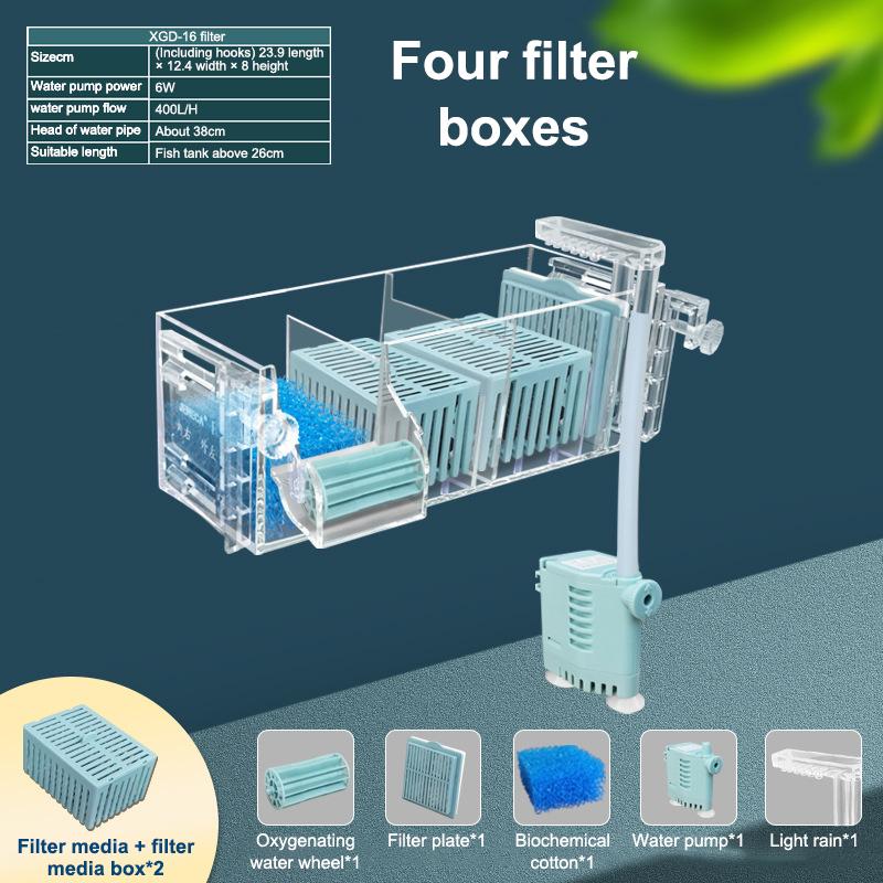 Neuer wandmontierter Wasserfallfilter-Roller für Aquarien, ,Zirkulierende Sauerstoffanreicherung,Mehrschichtiger Topffilter für Aquarien