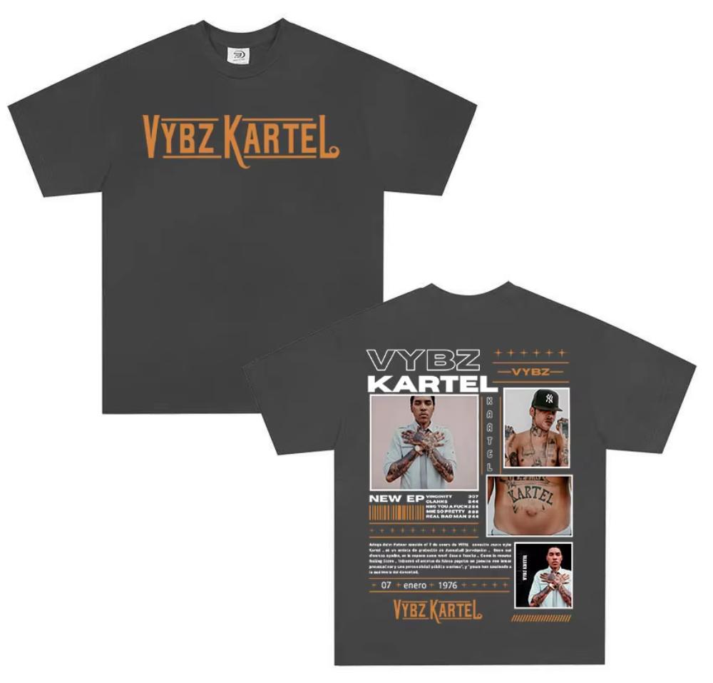 Rapper Vybz Kartel Tour 2026 Album Graphic TShirt Unisexs Fashion High Quality Cotton Tshirt Vintage Oversized Short Sleeve Tees