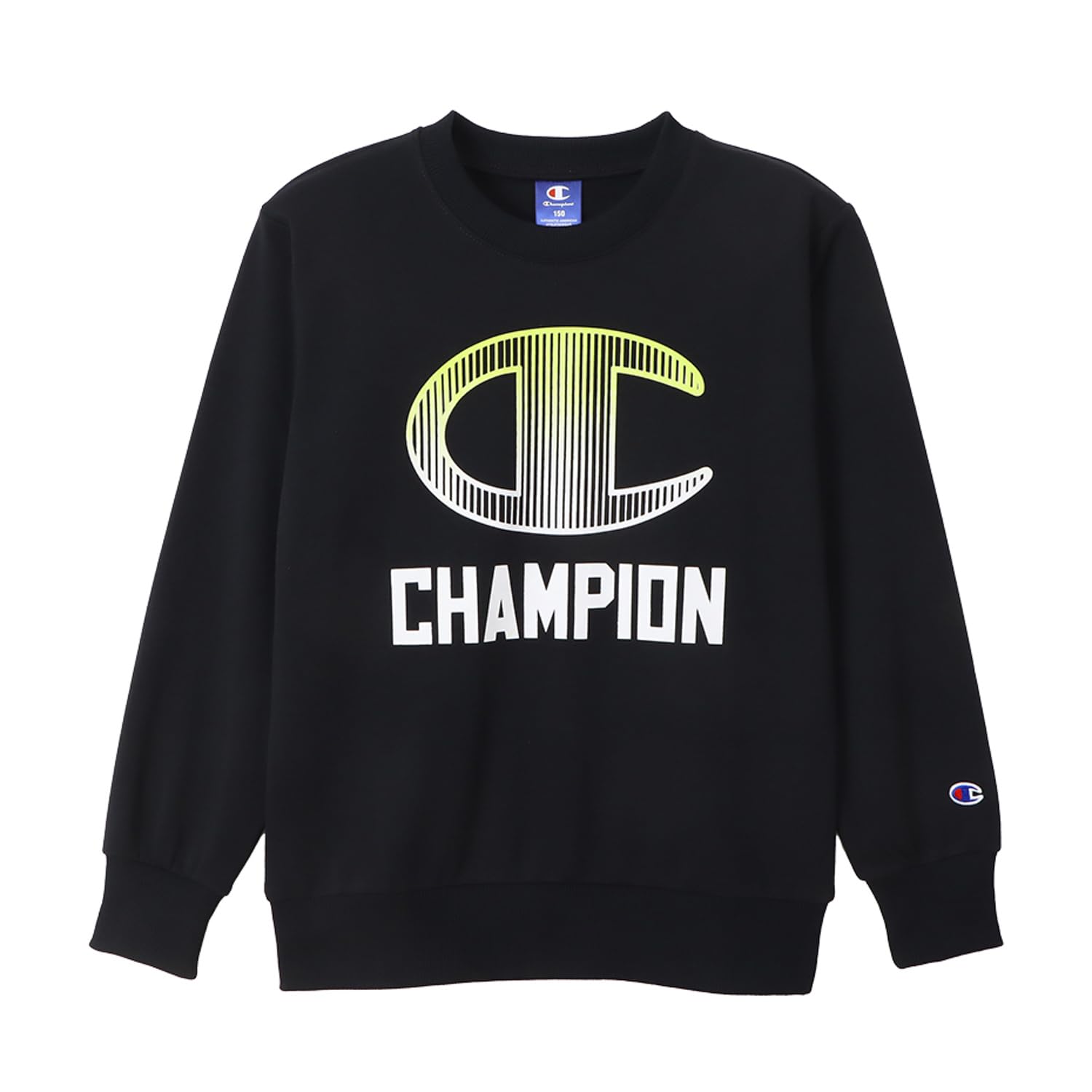 

Champion Long Sleeve Fleece Crew Neck Sweatshirt with Rubber Schoolboy Black Kids Quick-Drying Print, CK-AS007, чёрный