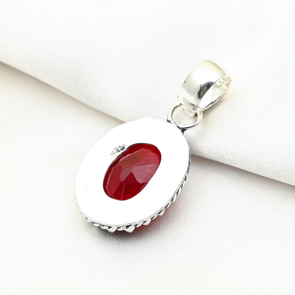 Roter Granat Schmuck, 925 Sterling Silber Anhänger, handgefertigter Edelstein Schmuck Anhänger zum Gedenktag