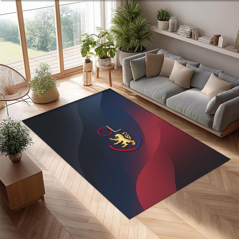 Lyon FC Soccer Football Pattern Soft Area Rug Non Slip Indoor Floor Carpet Sports Decor Mat for Bedroom