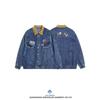 American Retro Color Block Lapel Denim Jacket - Trendy Motorcycle High Street Style