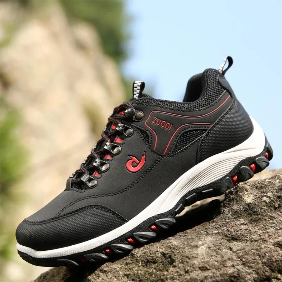 2025 Men's Hiking Shoes Waterproof Leather Outdoor PU Shoes Wear-resistant Men Trekking Walking Hunting  Sneakers shoes for men