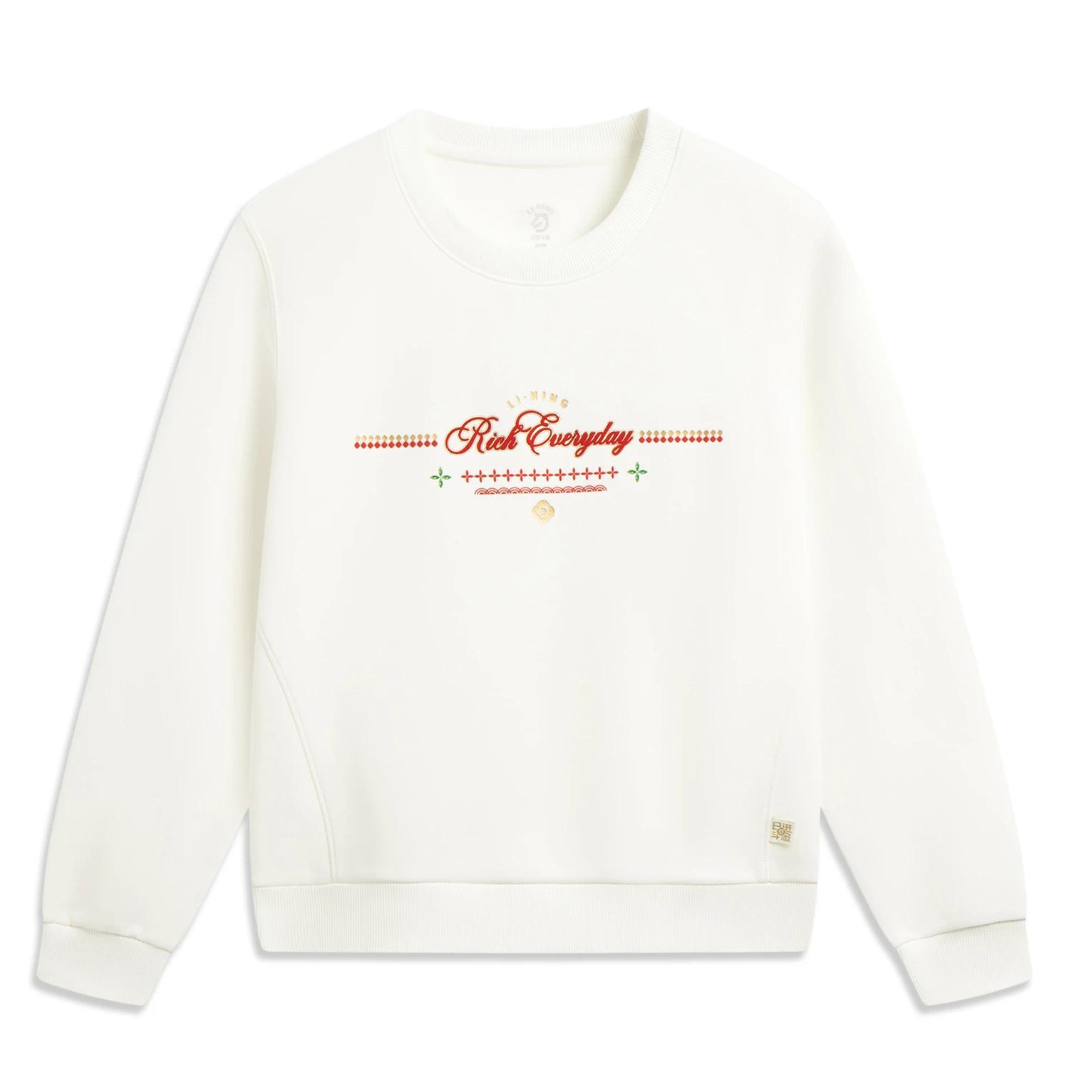 Li Ning Серия Китайской Культуры Принт с Буквами Круглый Вырез Универсальная Повседневная Толстовка Женская толстовка AWDW106-1 S