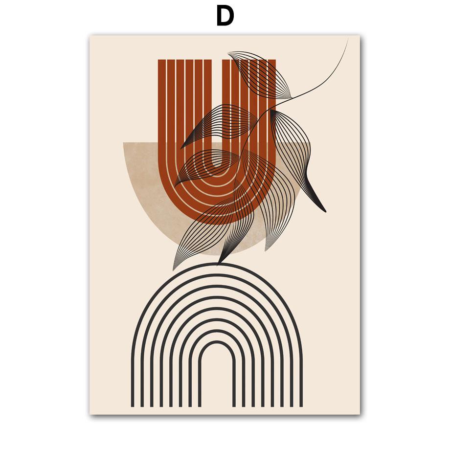 Boho Sunlight Moon Leaf Lines Rainbow Geometry Wall Art Canvas Painting Nordic Posters And Prints Pictures For Living Room Decor