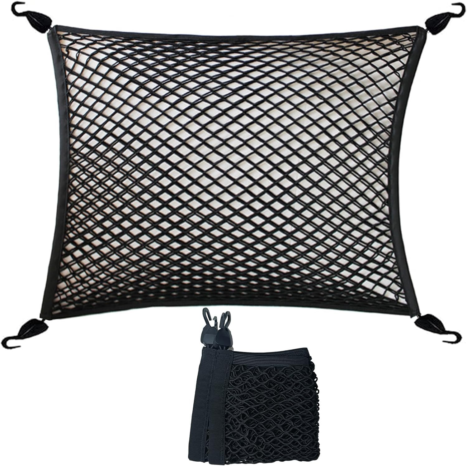 

Car Luggage Fully for Trunk Storage x Secures Storage Space and Prevents Items from Slumping or Falling Double-Layer Net, Rubber, Cargo, (60cm 80cm), чёрный