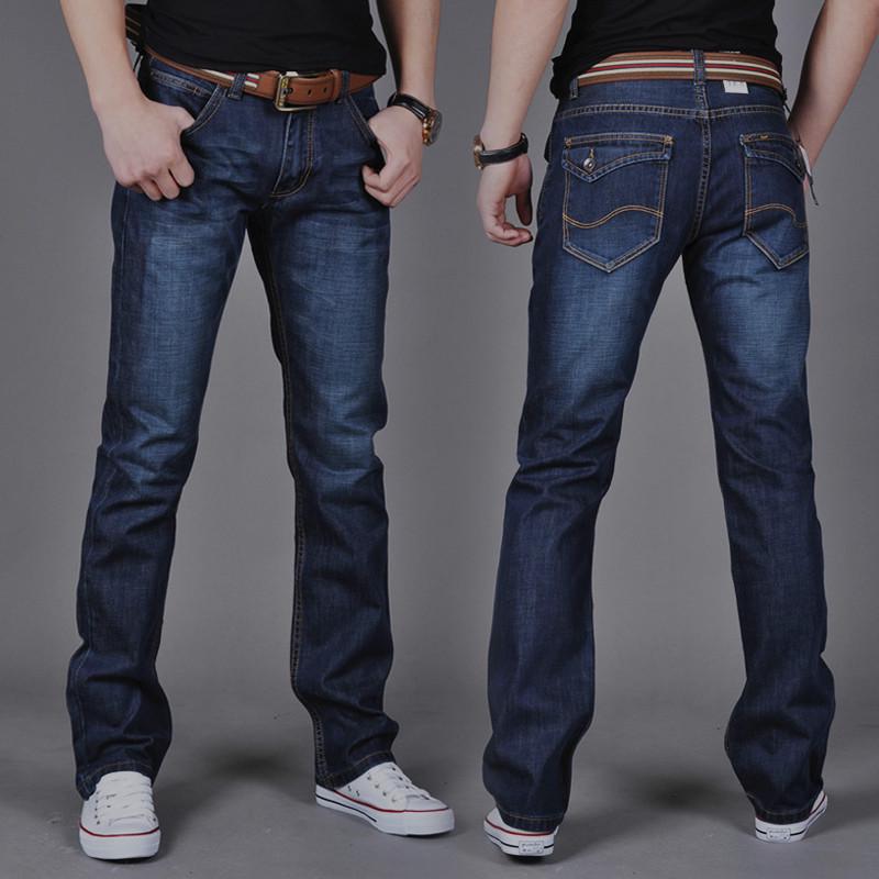 Men's Straight-Leg Slim-Fit Jeans Mid-Rise Fashionable Men's Trousers