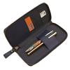 Luddite Leather Combination Round Zip Pen Case 2 Denim and Genuine Leather Pencil Case [Navy] LDKC-RZP2-11