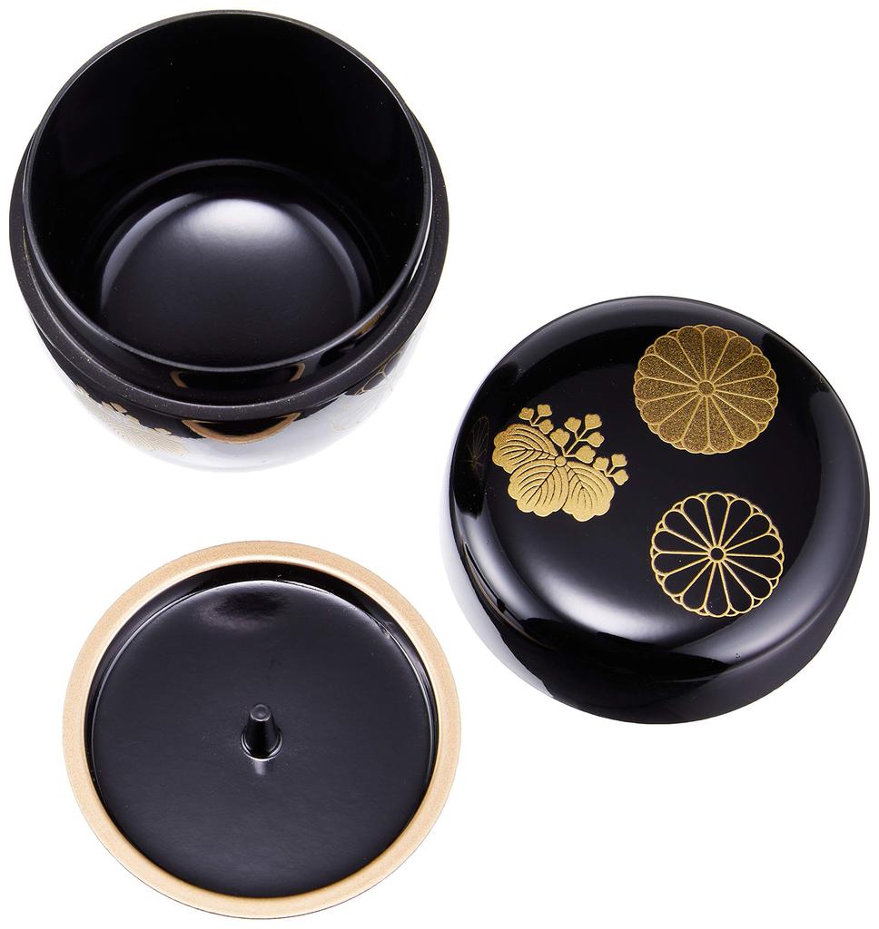 Nakatani Brothers Company Yamanaka Lacquerware 2.2cm Natsume (with inner lid) Black Kodaiji Maki-e 33-4805 -