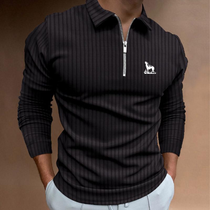 Bengbukulun Mode Mannen Casual Lange Mouw Rits Poloshirt Mannen Revers Sneldrogend Poloshirt. M
