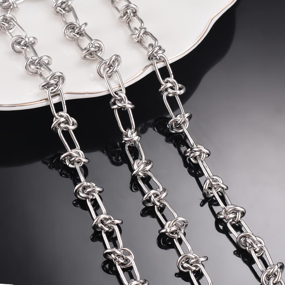 1Pc Stainless Steel Tie Knot Wire Chain Necklaces For Women Men Hip Hop Exaggerated Choker Necklace Chain Fashion Jewelry