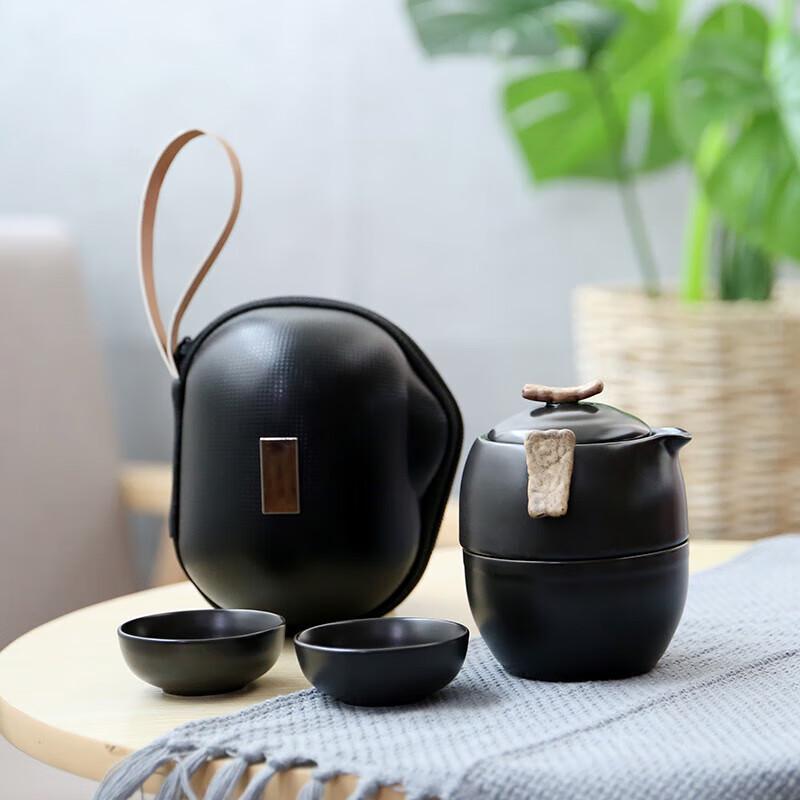 Ding Kiln Matte Celadon Travel Tea Set (1 Pot, 3 Cups, Auspicious Cloud)