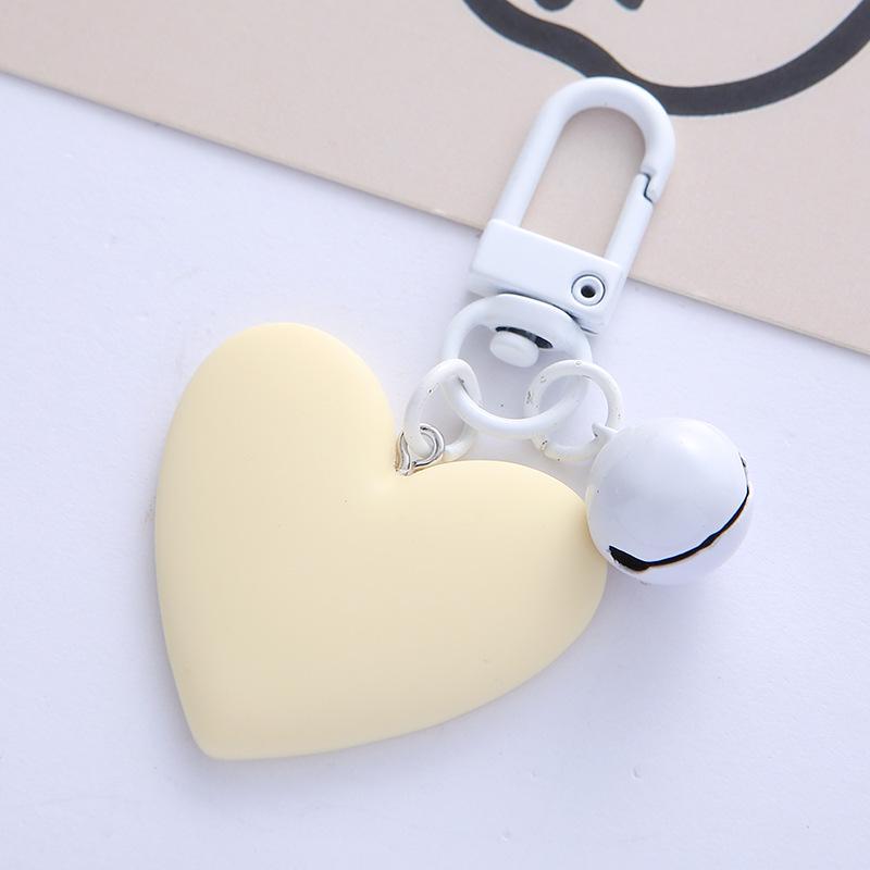 Candy Heart Bell Keychain: Cute Peach Heart Earphone Case Pendant