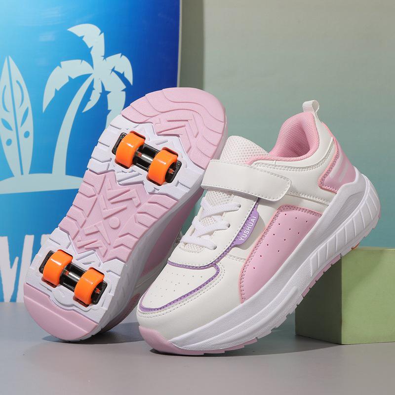 Transformable Double Roller Skates for Kids: Stylish Boys & Girls Wheeled Sneakers