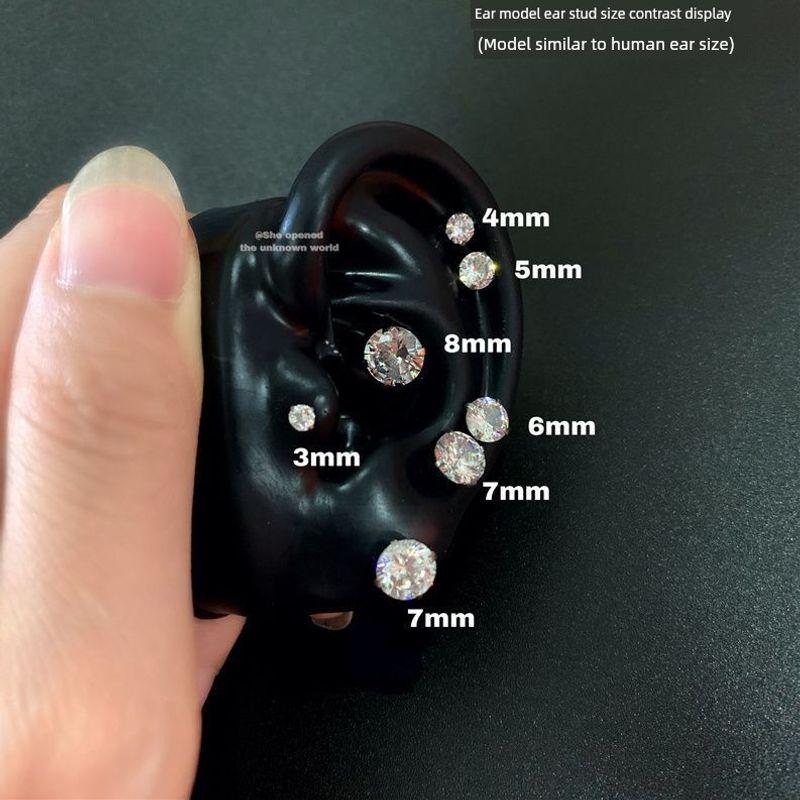 

Super Flash White Zircon Ear Bone Stud Titanium Steel Flats Screw Ear Ear Bone Pin Sleep No Need to Take off Ear Studs Anti-Allergy Ear Studs Rhinestone 7mm white round cake buckle one