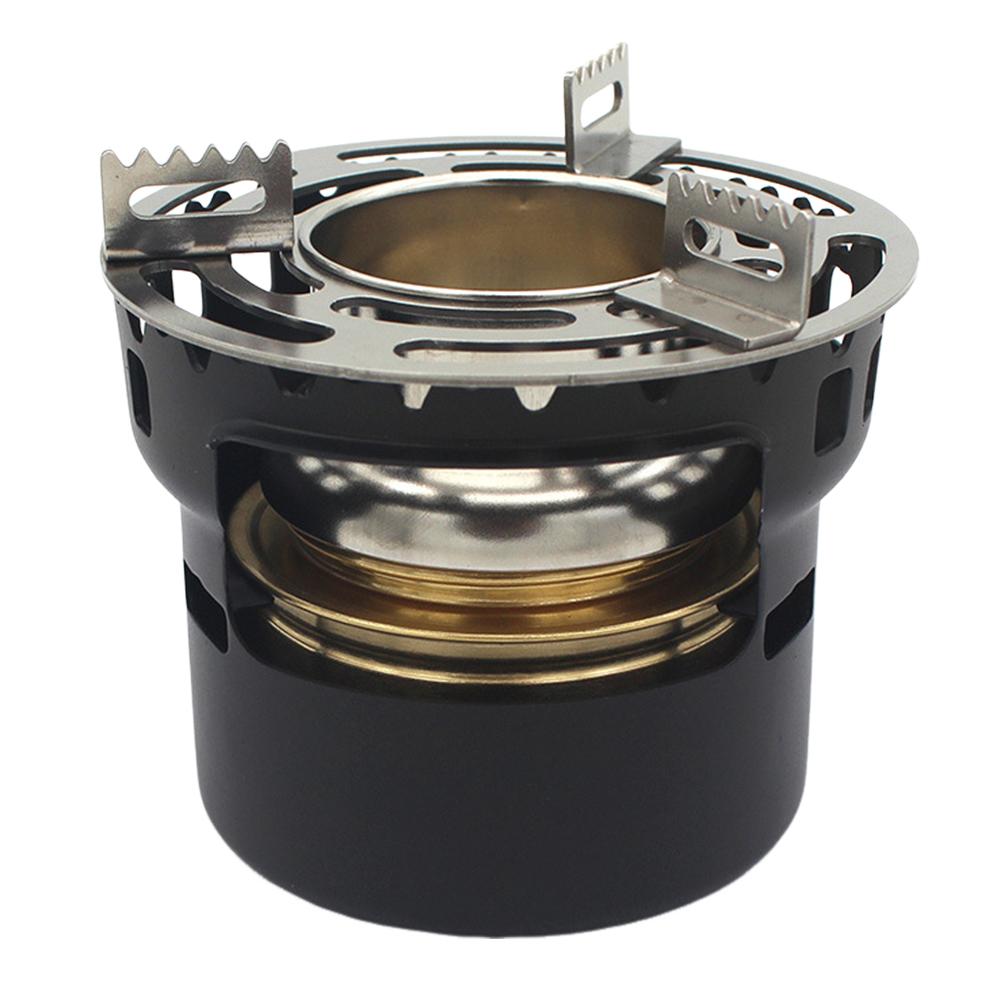 

Outdoor Alcohol Stove Wear Resist Aluminum Alloy Teapot Heat Resistant Picnic Cooker Stove for Camping Hiking Tent Accessories чёрный
