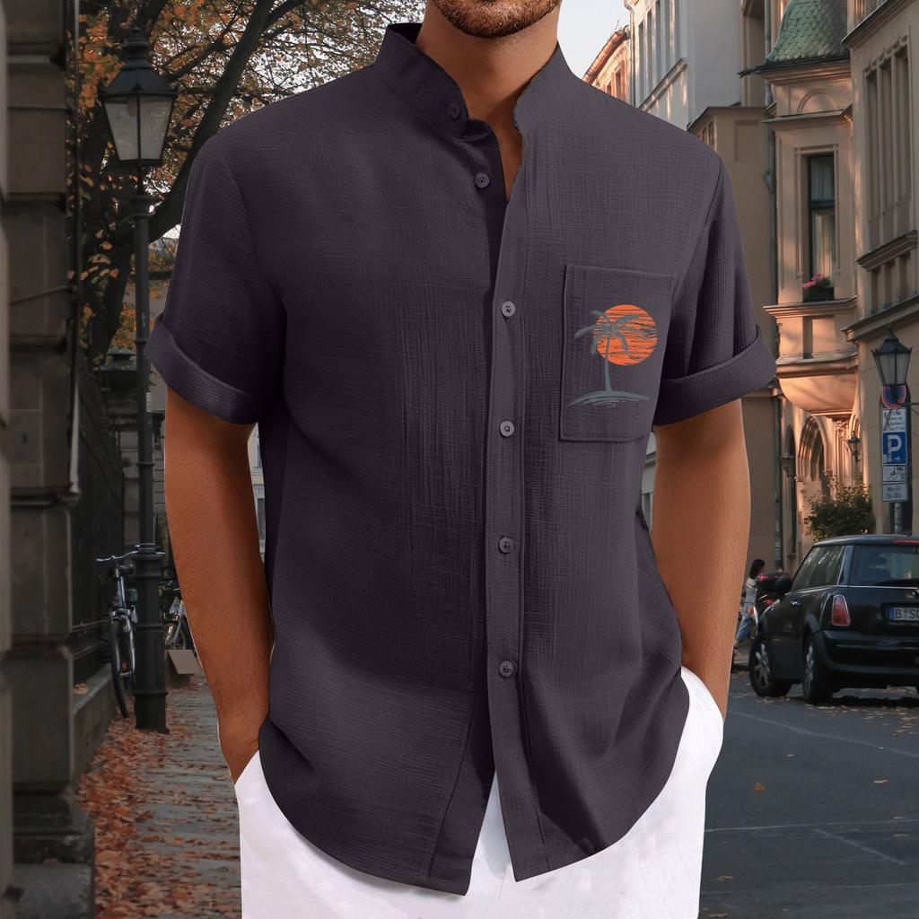 Men'S Casual Loose Short Sleeved Printed Shirt With Fashionable Top