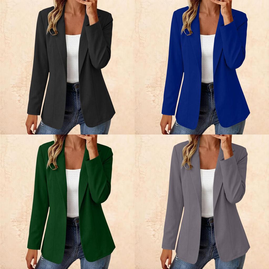 Eleganter Damenblazer mit Reverskragen für das Büro aus Polyesterstoff