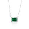 S925 Sterling Silver Necklace with Retro Pendant and Simulated Emerald-Cut Gemstone