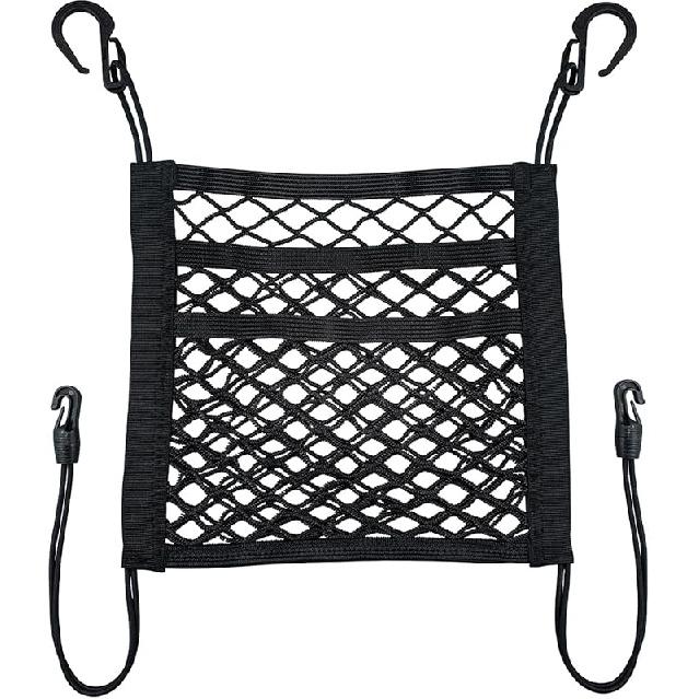 3-Layer Car Mesh Organizer Storage Between Front Seats Kid Dog Pet Net Barrier Car Net Pocket Elastic Tissue Purse Holder Netting For SUV, Van