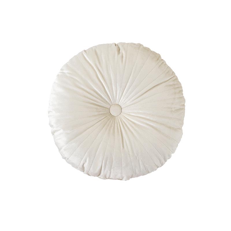 Nordic Quilted Pumpkin Throw Pillow - Solid Color Round Cushion for Living Room & Bay Window