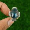 925 Silver Oval Natural Neon Apatite Daughter Stackable Bezel Ring Jewelry US 7