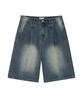 STANDARDERROR 87-Stan174 Heavy Washed Bermuda Denim Pants Deep Blue