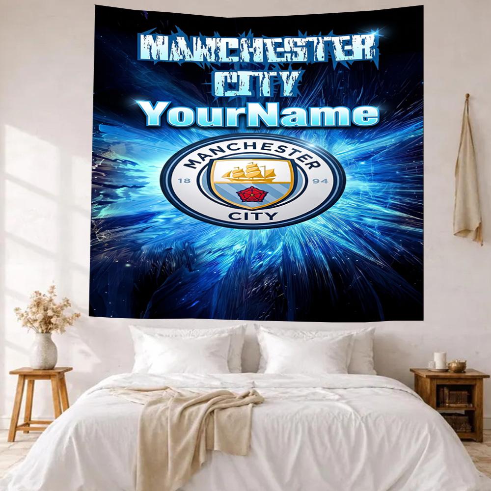 Manchester City Benutzerdefinierte Ihr Name Wanddekoration Wandteppich Kunst Für Haustier-Gedenken Geburtstag Hochzeitsparty Kulisse Familien Geschenk
